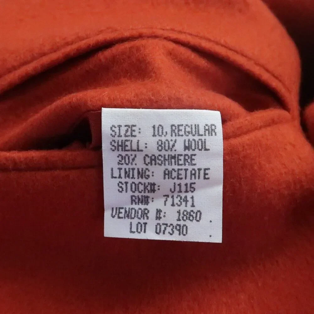 Vintage L.L. Bean Wool & Cashmere Coat Siz 10R